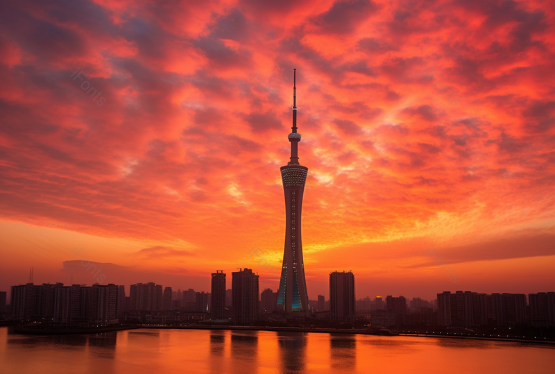 黄昏日落时现代建筑岸边高塔,高清,摄影图,摄影图片,图片大全,摄影图免费下载